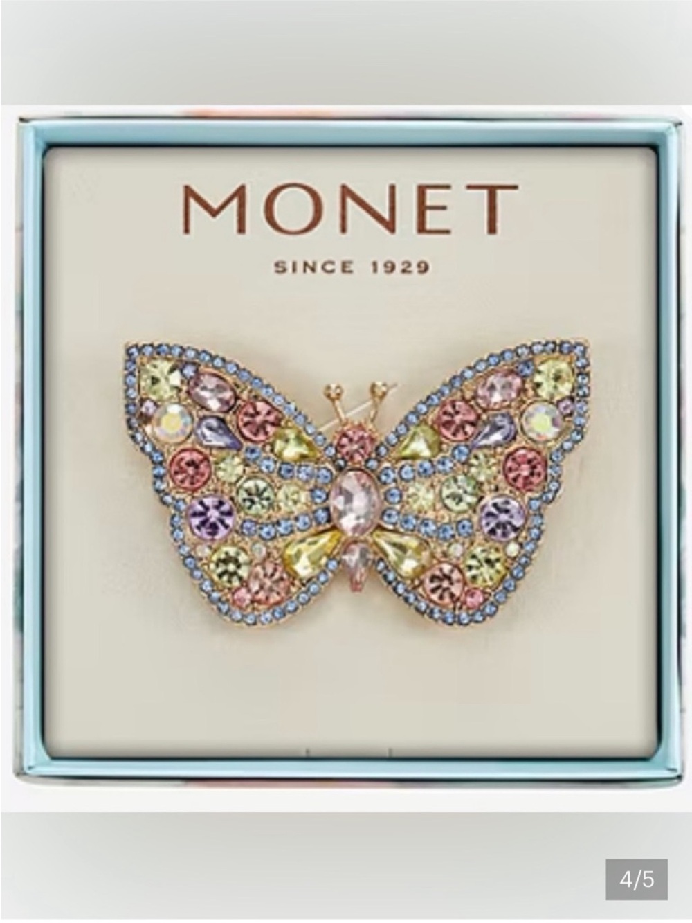 Monet Pastel Crystal Butterfly
Brooch